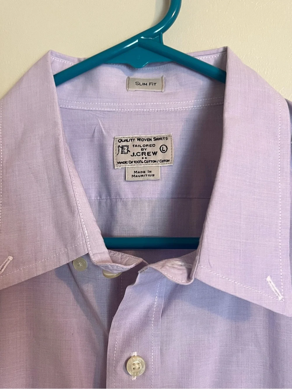Vintage J. Crew Men's Light Lavender Button-Up Dress Shirt